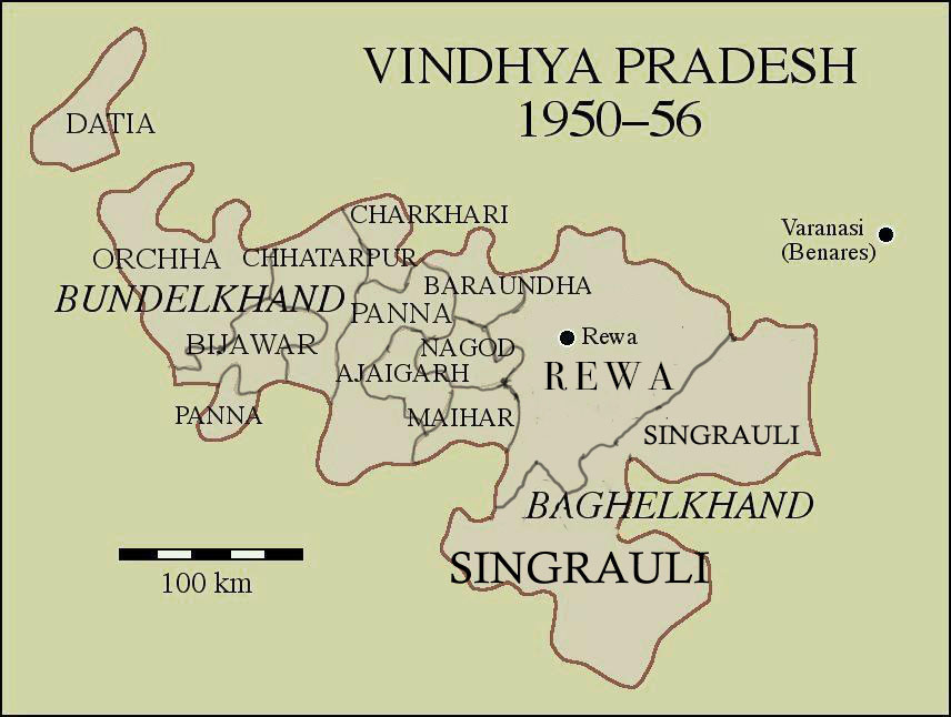 Map Of Vindhya Pradesh 